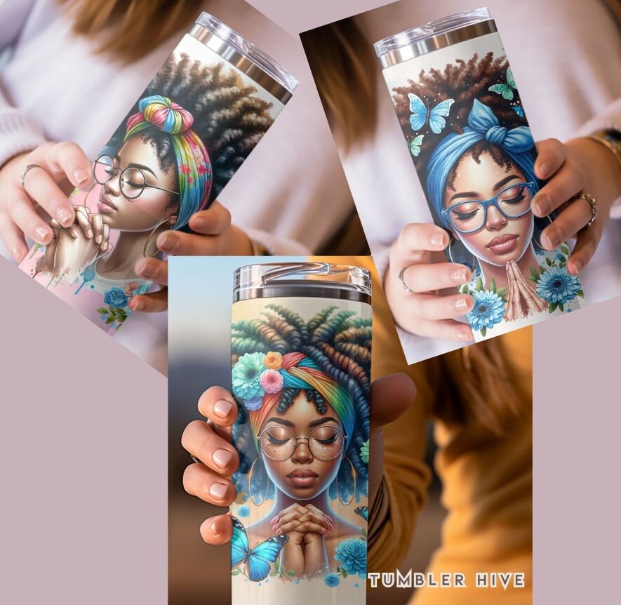 3 Set Praying Woman Bundle Tumbler Wrap, 20 oz Skinny Sublimation Tumbler Design, Christian Print Sublimation Design Png, Tumbler Png Downloads