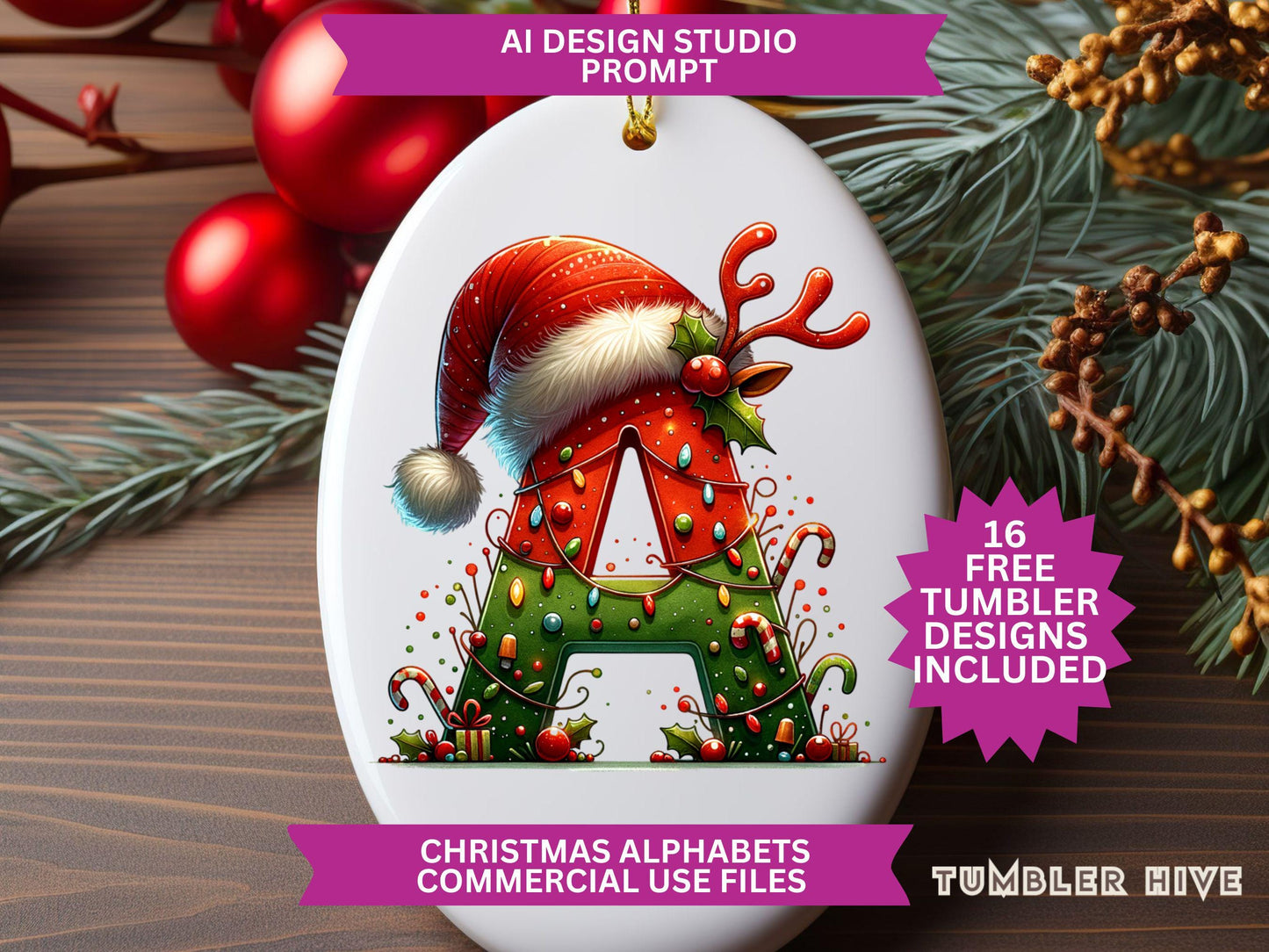 Santa Hat Christmas Alphabet Tumbler Wrap Mugs Christmas Ornament Keepsake Commercial Use Allowed PNG, Clipart downloads