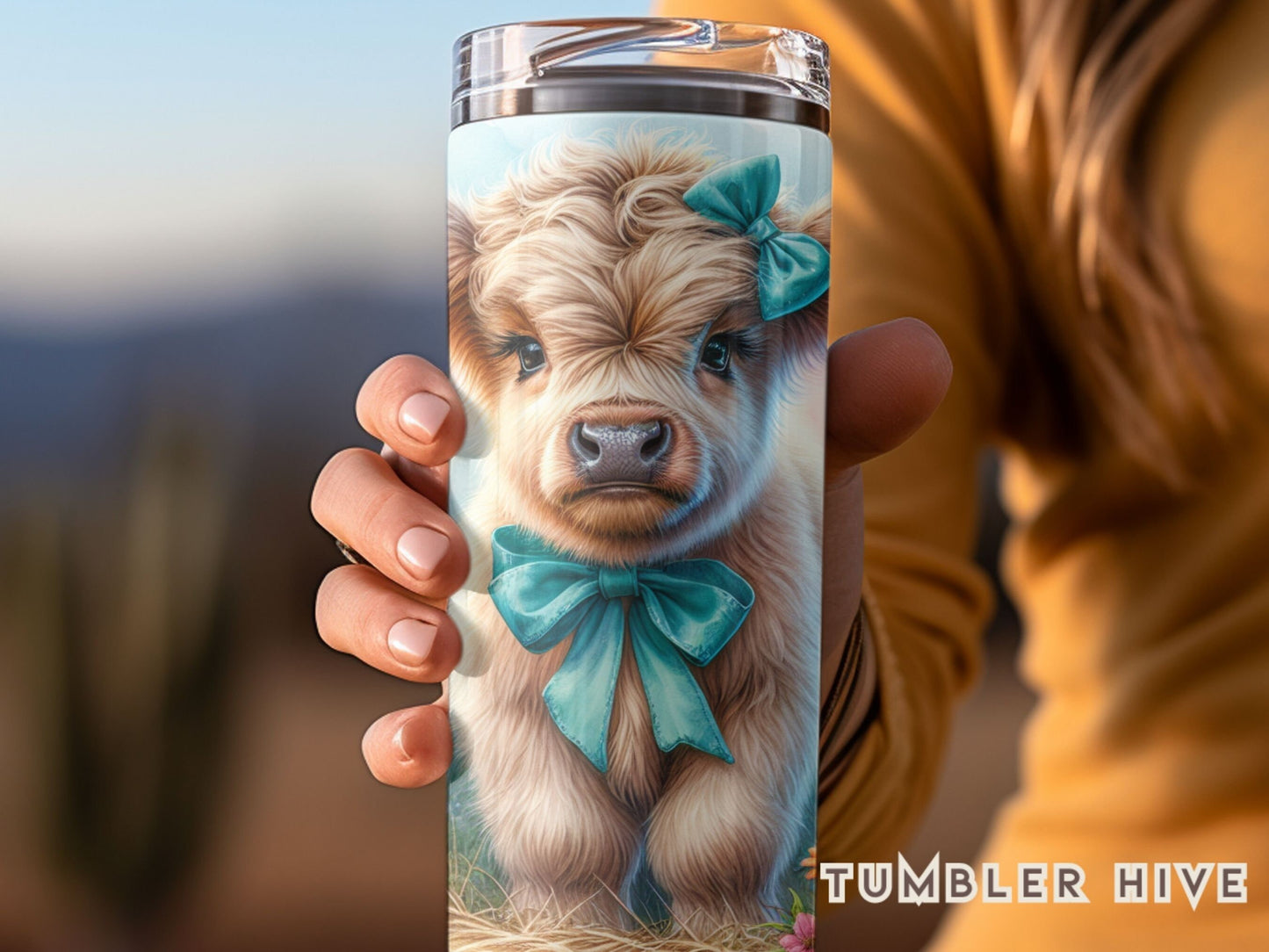 Baby Highland Cow Tumbler Wrap, 20 oz Skinny Sublimation Tumbler Design, Cute Highland Print Sublimation Design Png, Tumbler Png Downloads
