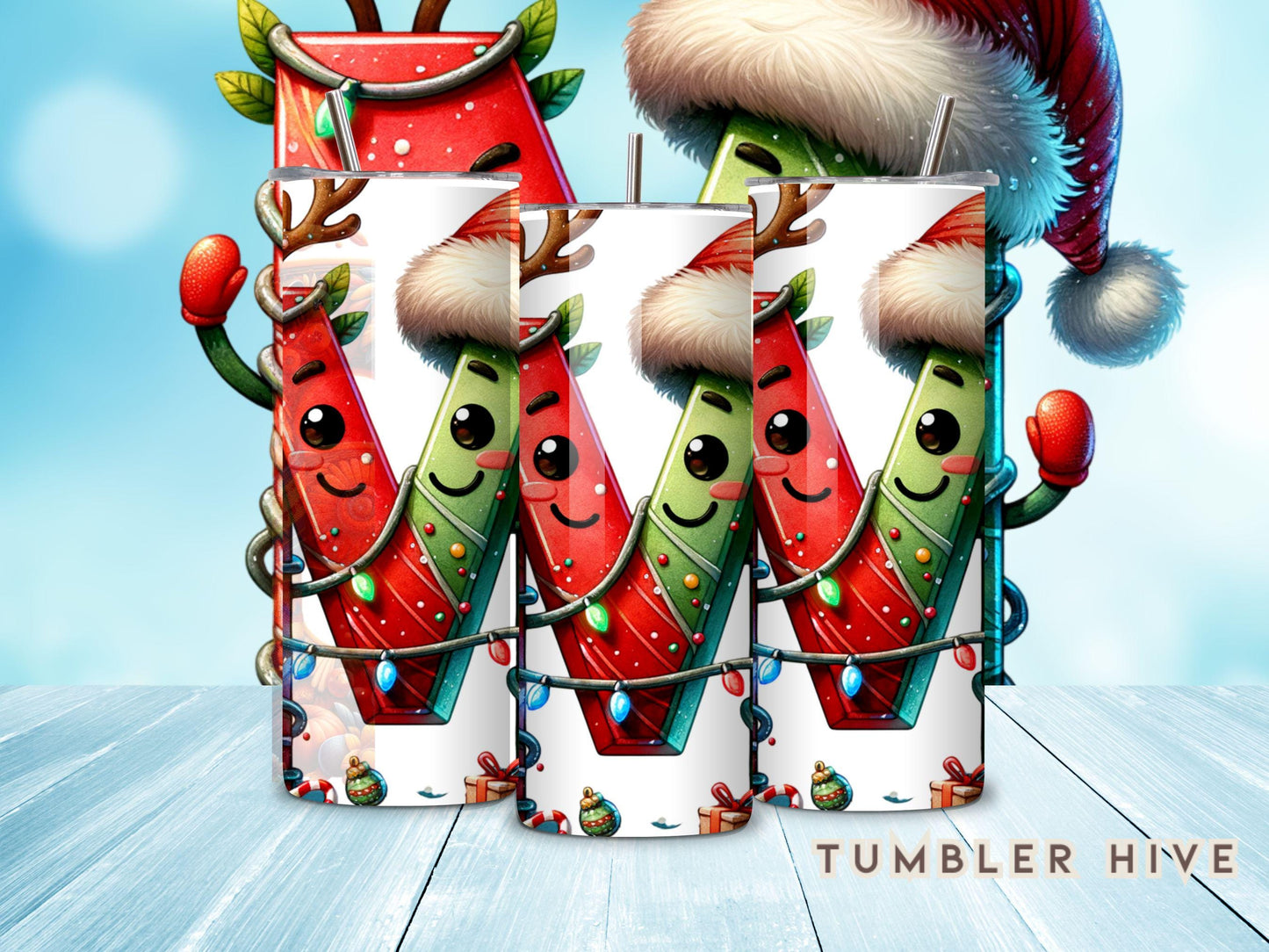 Santa Hat Christmas Alphabet Tumbler Wrap Mugs Christmas Ornament Keepsake Commercial Use Allowed PNG, Clipart downloads