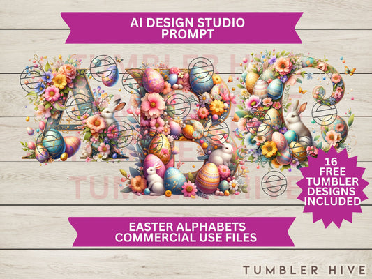 Easter Eggs Bunny Alphabet Bundle Tumbler Wrap Mugs Easter Floral Themed Ornament Keepsake Commercial Use Allowed PNG, Clipart downloads