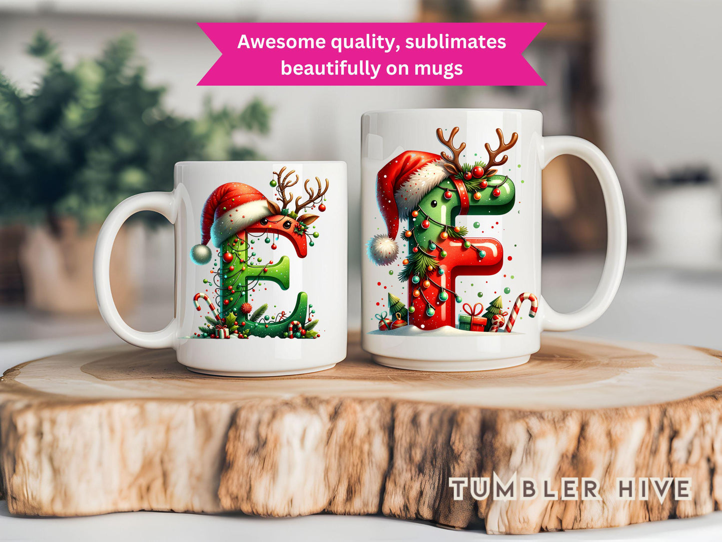 Santa Hat Christmas Alphabet Tumbler Wrap Mugs Christmas Ornament Keepsake Commercial Use Allowed PNG, Clipart downloads