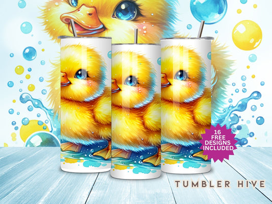 Baby Duckling Tumbler Wrap, 20 oz Skinny Sublimation Tumbler Design, Duckling Print Sublimation Design Png, Cute Duck Tumbler Png Downloads