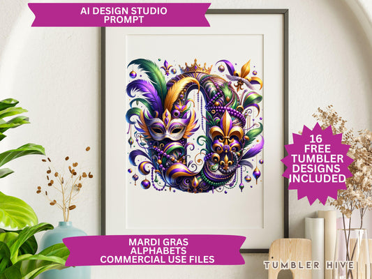 Mardi Gras Alphabet Tumbler Wrap Mugs  Festival Mask Floral Ornament Keepsake Commercial Use Allowed PNG, Clipart downloads