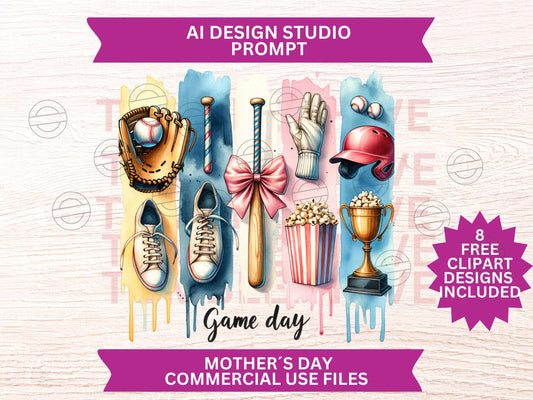 Baseball Game Day Baseball Coquette PNG