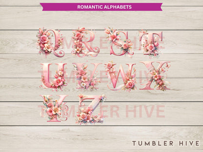 Romantic Pink Alphabet Tumbler Wrap Mugs Christmas Wedding Valentine Love Ornament Keepsake Commercial Use Allowed PNG, Clipart downloads
