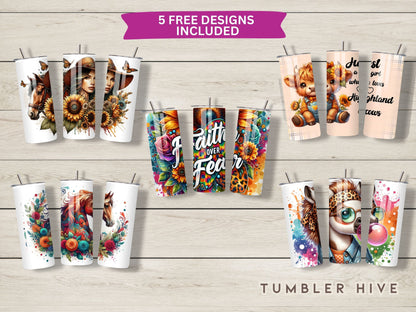 Baby Highland Cow Tumbler Wrap, 20 oz Skinny Sublimation Tumbler Design, Cute Highland Print Sublimation Design Png, Tumbler Png Downloads