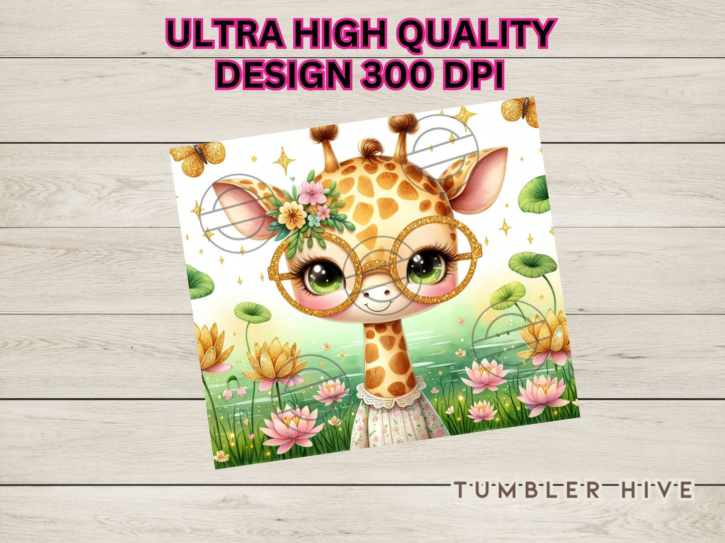 Floral Cute Giraffe Tumbler Wrap
