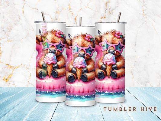 Baby Highland Cow Tumbler Wrap, 20 oz Skinny Sublimation Tumbler Design, Summer Print Sublimation Design Png, Headband Tumbler Png Downloads
