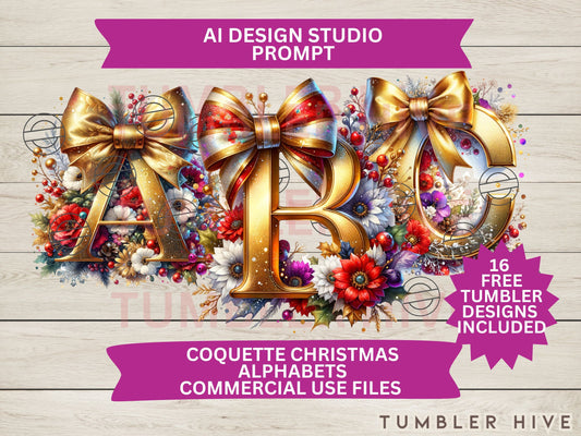 Coquette A to Z Alphabet Christmas Festive Cards Tumbler Wrap Mugs Christmas Ornament Keepsake Commercial Use Allowed PNG, Clipart downloads